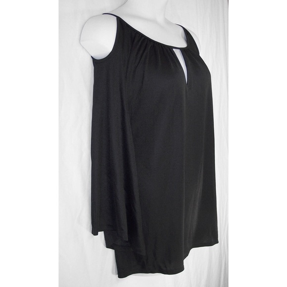 NEW Essentials By Milano 3X Black Crepe 3/4 Sleeve Top - Picture 5 of 8